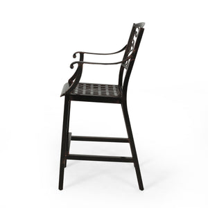 English Elm Christopher Knight Home® - WATERBURY Irene Outdoor 28" Aluminum Barstool Set of 2 – Copper Cast Aluminum, Weather-Resistant Elegance 65143.00