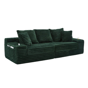 English Elm Oversized Corduroy Cloud Couch Convertible Sleeper Sofa with Memory Foam Seating Emerald W395S00120
