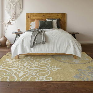 HomeRoots 8' X 10' Elegant Floral Medallion Area Rug - Washable, UV Protected, Perfect for Busy Homes! 669514