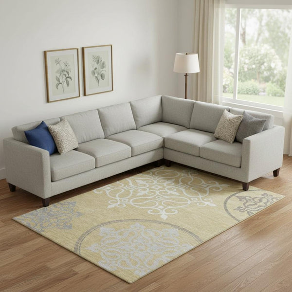 HomeRoots 8' X 10' Elegant Floral Medallion Area Rug - Washable, UV Protected, Perfect for Busy Homes! 669514