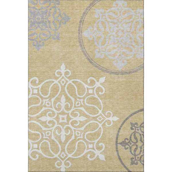 HomeRoots 8' X 10' Elegant Floral Medallion Area Rug - Washable, UV Protected, Perfect for Busy Homes! 669514
