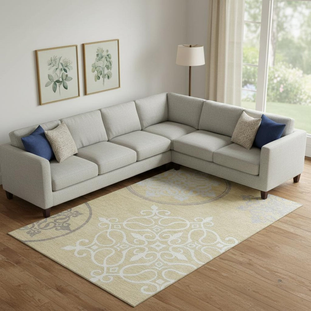 HomeRoots 10' X 14' Elegant Floral Medallion Area Rug – Washable, UV Protected & Perfect for Busy Homes 669516