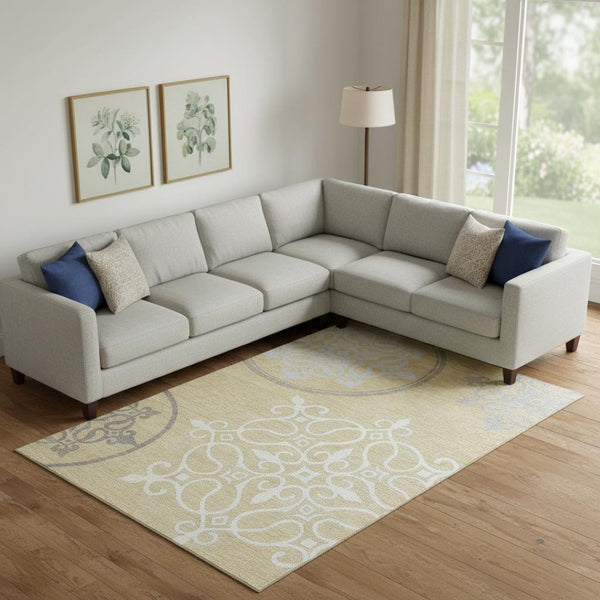 HomeRoots 10' X 14' Elegant Floral Medallion Area Rug – Washable, UV Protected & Perfect for Busy Homes 669516