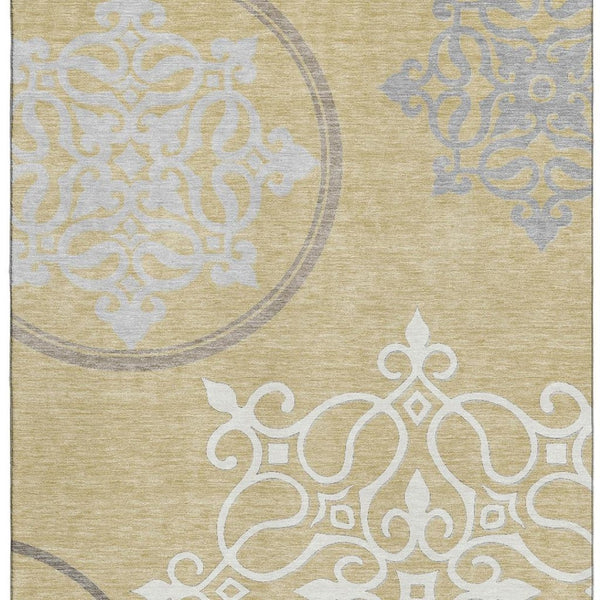 HomeRoots 10' X 14' Elegant Floral Medallion Area Rug – Washable, UV Protected & Perfect for Busy Homes 669516
