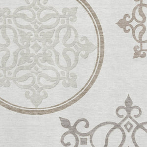 HomeRoots 5' X 8' Ivory Beige Tan Floral Medallion Area Rug - Stain-Resistant, UV Protected & Durable Design 669524