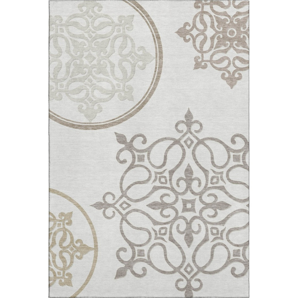 HomeRoots 8' X 10' Elegant Floral Medallion Washable Area Rug with UV Protection for Timeless Home Décor 669526