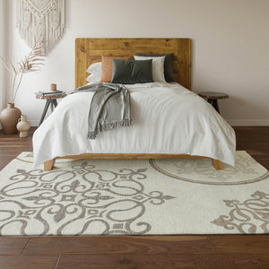 HomeRoots 8' X 10' Elegant Floral Medallion Washable Area Rug with UV Protection for Timeless Home Décor 669526