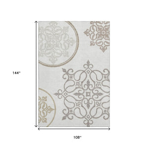 HomeRoots 9' X 12' Elegant Floral Medallion Washable Area Rug with UV Protection - Perfect for Busy Homes! 669527
