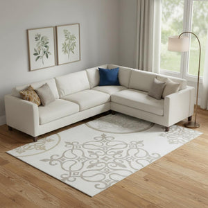HomeRoots 9' X 12' Elegant Floral Medallion Washable Area Rug with UV Protection - Perfect for Busy Homes! 669527