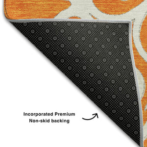 HomeRoots 9' X 12' Floral Medallion Area Rug in Orange, Ivory & Gray - Washable, UV Protected, Stain Resistant! 669545