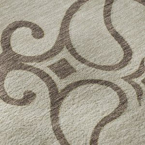 HomeRoots 10' X 14' Washable Floral Medallion Area Rug - Taupe, Green & Copper with UV Protection & Durability 669558