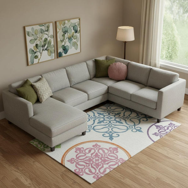 HomeRoots 8' X 10' Floral Medallion Washable Area Rug with UV Protection - Durable, Soft, and Stylish Decor! 669574