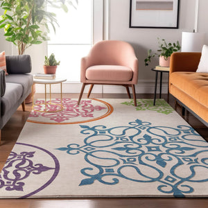HomeRoots 8' X 10' Floral Medallion Washable Area Rug with UV Protection - Durable, Soft, and Stylish Decor! 669574