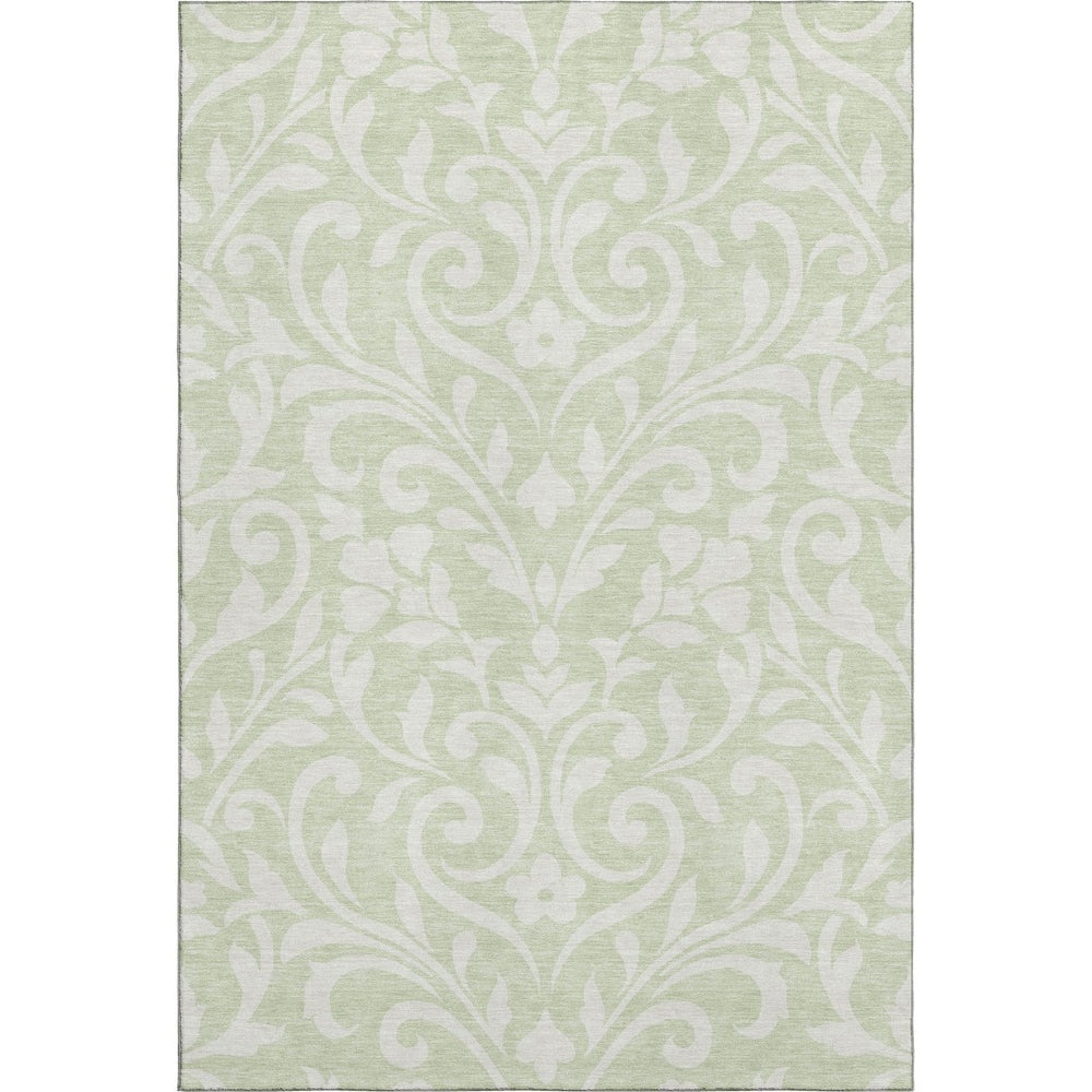HomeRoots 5' X 8' Artichoke Green Floral Area Rug - Washable, Durable, UV-Protected, Ideal for Busy Homes 669578