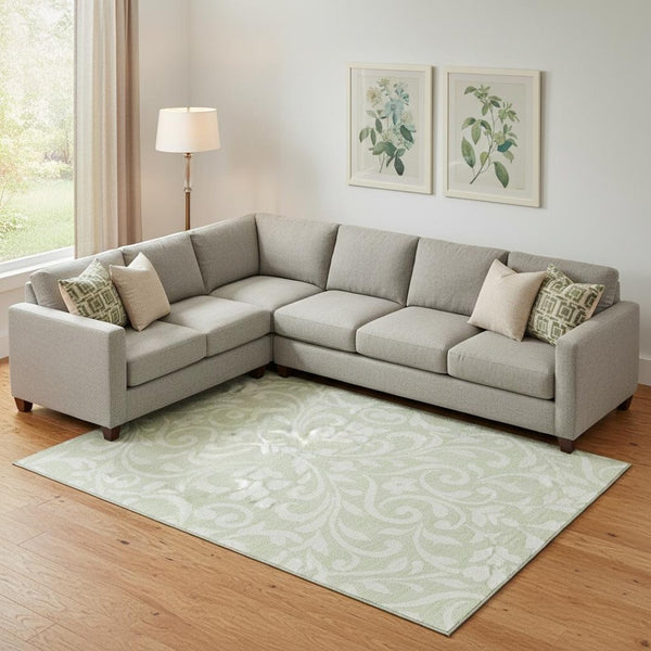 HomeRoots 8' X 10' Artichoke Green Floral Area Rug - Washable, UV Protected, Stain Resistant, Durable Design 669580