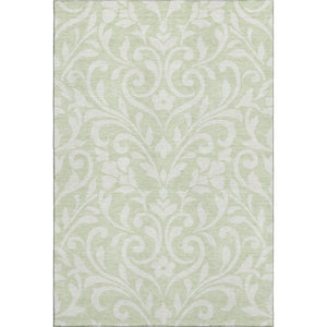 HomeRoots 8' X 10' Artichoke Green Floral Area Rug - Washable, UV Protected, Stain Resistant, Durable Design 669580