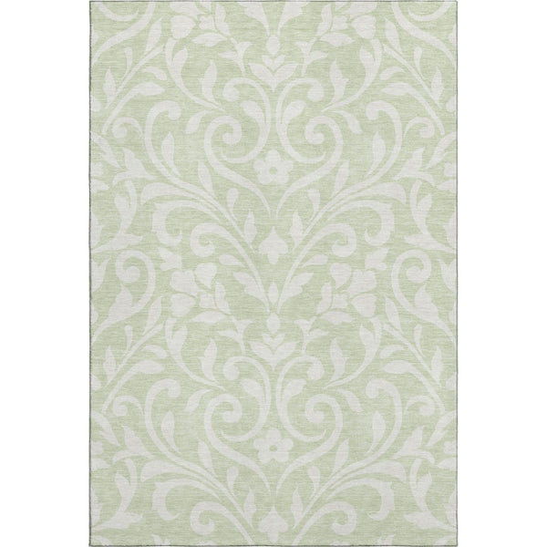 HomeRoots 8' X 10' Artichoke Green Floral Area Rug - Washable, UV Protected, Stain Resistant, Durable Design 669580