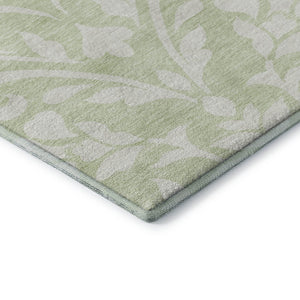 HomeRoots 8' X 10' Artichoke Green Floral Area Rug - Washable, UV Protected, Stain Resistant, Durable Design 669580