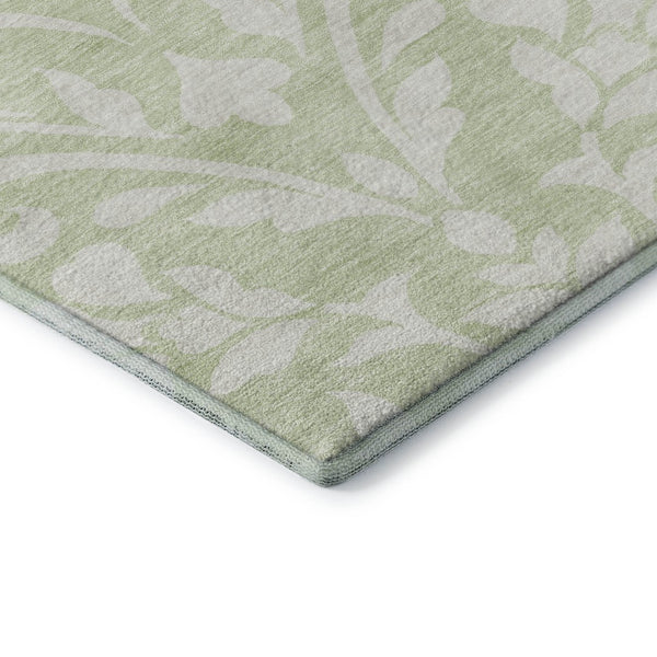 HomeRoots 8' X 10' Artichoke Green Floral Area Rug - Washable, UV Protected, Stain Resistant, Durable Design 669580