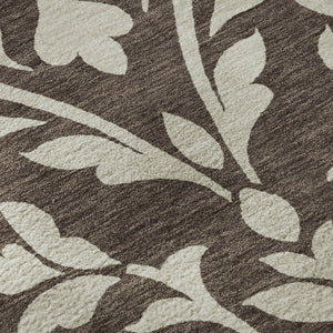 HomeRoots 8' Chocolate and Beige Floral Round Rug – Washable, UV Protected, & Ideal for Homes with Kids & Pets! 669591