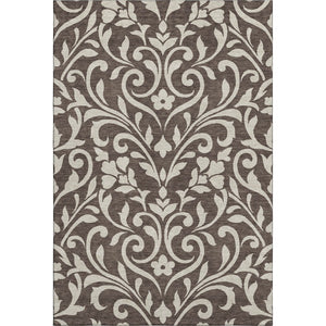 HomeRoots 8' X 10' Chocolate & Beige Floral Area Rug - Washable, UV Protected, Durable, Pet-Friendly Design 669592