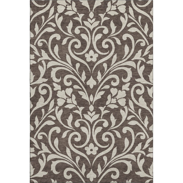 HomeRoots 8' X 10' Chocolate & Beige Floral Area Rug - Washable, UV Protected, Durable, Pet-Friendly Design 669592
