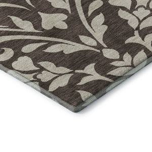 HomeRoots 8' X 10' Chocolate & Beige Floral Area Rug - Washable, UV Protected, Durable, Pet-Friendly Design 669592