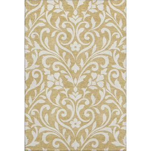 HomeRoots 5' X 8' Elegant Gold and Ivory Floral Washable Area Rug with UV Protection for Busy Homes 669602