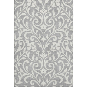 HomeRoots 5' X 8' Gray and Ivory Floral Area Rug - Durable, Washable, UV-Protected, Stain-Resistant Charm 669608