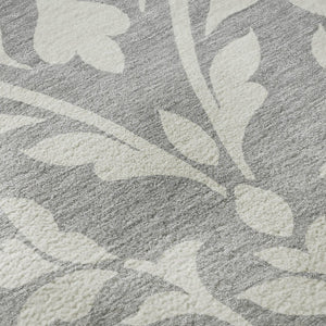 HomeRoots 8' Gray And Ivory Floral Area Rug - Durable, Washable, UV Protected for High-Traffic Spaces & Kids 669609