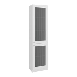 English Elm Peony Fluted Door Bookcase White Engineered Wood with Five Shelves for Home Office B092P474493