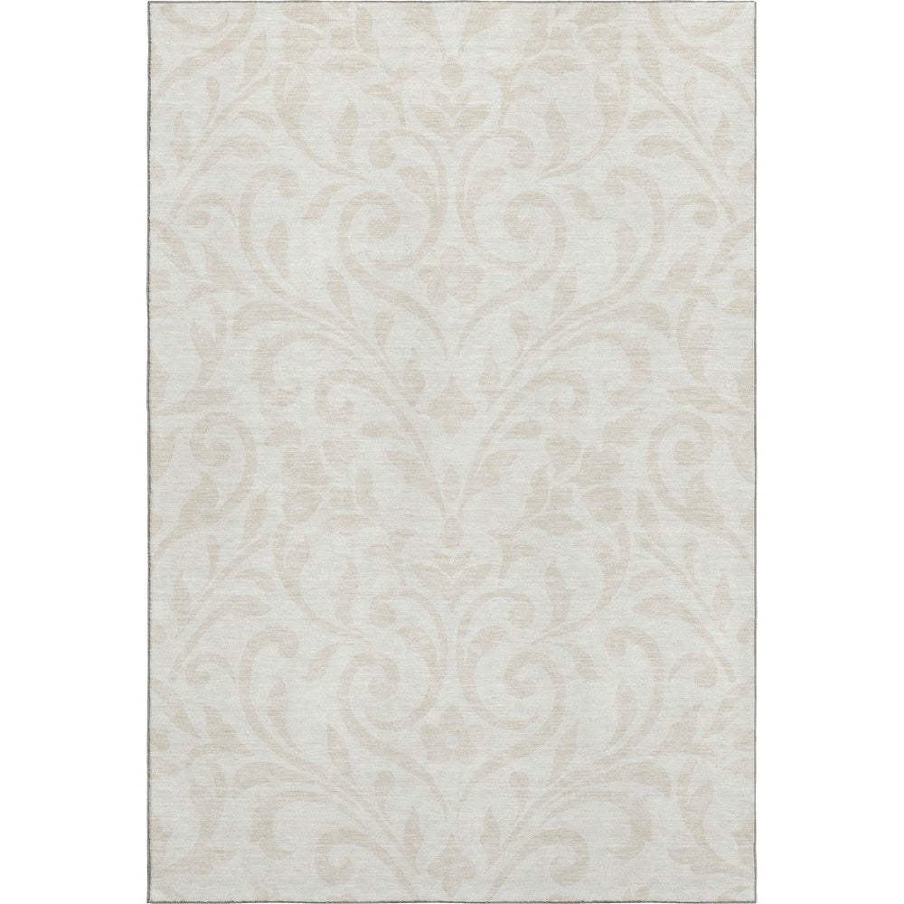 HomeRoots 5' X 8' Ivory Floral Area Rug - Washable, Stain Resistant, UV Protected for Homes with Kids & Pets 669614