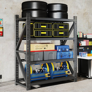 English Elm Heavy Gauge Steel Garage Shelving Unit 4000lb Industrial Storage Rack Four Shelves W2735P457278