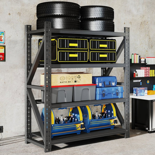 English Elm Heavy Gauge Steel Garage Shelving Unit 4000lb Industrial Storage Rack Four Shelves W2735P457278