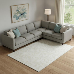 HomeRoots 8' X 10' Elegant Ivory & Beige Floral Washable Area Rug - Stain Resistant & UV Protected Design 669616