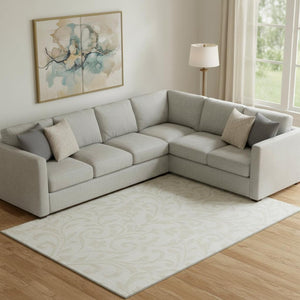 HomeRoots 10' Ivory & Beige Floral Area Rug - Durable, Washable, UV-Protected for High-Traffic Spaces! 669618