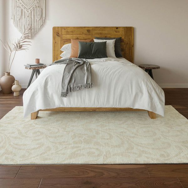 HomeRoots 10' Ivory & Beige Floral Area Rug - Durable, Washable, UV-Protected for High-Traffic Spaces! 669618