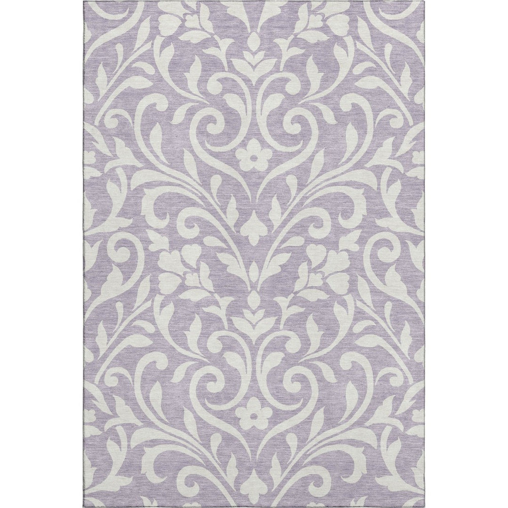 HomeRoots 5' X 8' Lavender and Ivory Floral Area Rug - Washable, UV Protected, Stain Resistant for Any Space 669620