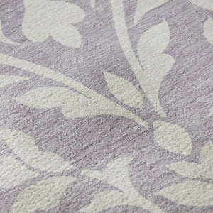 HomeRoots 8' Floral Round Rug in Lavender & Ivory - Washable, Stain-Resistant, UV Protected for Any Room 669621
