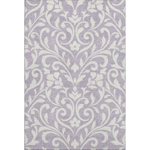 HomeRoots 10' X 14' Elegant Lavender & Ivory Floral Area Rug – Washable, UV Protected, Ideal for Busy Homes! 669624