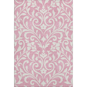 HomeRoots 5' X 8' Pink and Ivory Floral Area Rug – Washable, UV Protected, Durable Design for Any Room Style! 669638