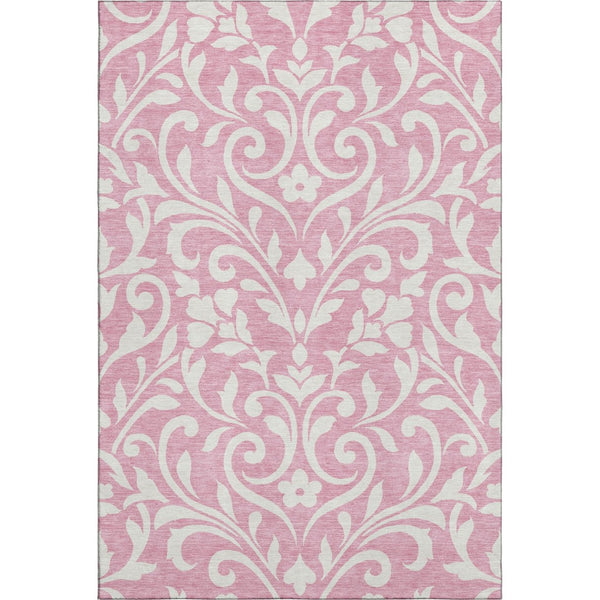 HomeRoots 5' X 8' Pink and Ivory Floral Area Rug – Washable, UV Protected, Durable Design for Any Room Style! 669638
