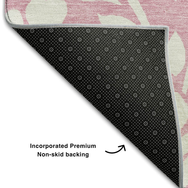 HomeRoots 5' X 8' Pink and Ivory Floral Area Rug – Washable, UV Protected, Durable Design for Any Room Style! 669638