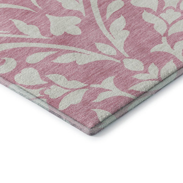 HomeRoots 5' X 8' Pink and Ivory Floral Area Rug – Washable, UV Protected, Durable Design for Any Room Style! 669638