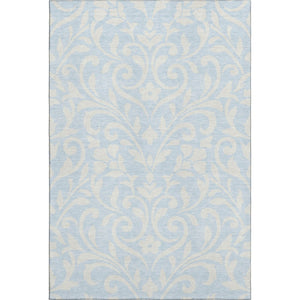 HomeRoots 5' Sky Blue and Ivory Floral Washable Area Rug - UV Protected, Durable, Pet-Friendly Design! 669650