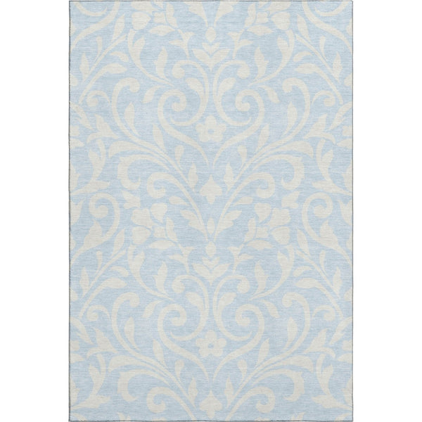 HomeRoots 5' Sky Blue and Ivory Floral Washable Area Rug - UV Protected, Durable, Pet-Friendly Design! 669650