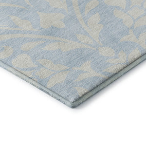 HomeRoots 5' Sky Blue and Ivory Floral Washable Area Rug - UV Protected, Durable, Pet-Friendly Design! 669650