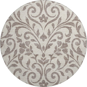 HomeRoots 8' Stylish Taupe & Beige Floral Area Rug - Washable, Stain-Resistant, UV Protected for Longevity 669657