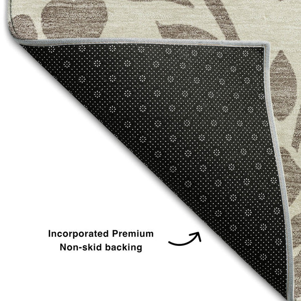 HomeRoots 8' Stylish Taupe & Beige Floral Area Rug - Washable, Stain-Resistant, UV Protected for Longevity 669657