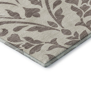 HomeRoots 8' Stylish Taupe & Beige Floral Area Rug - Washable, Stain-Resistant, UV Protected for Longevity 669657